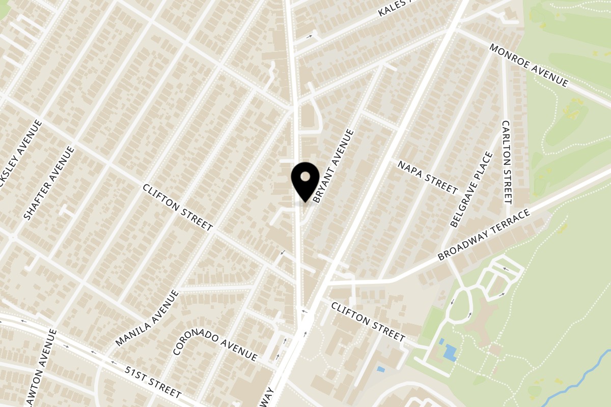 Map showing the location of Khana Peena Indian Cuisine on 5316 College Ave in Oakland